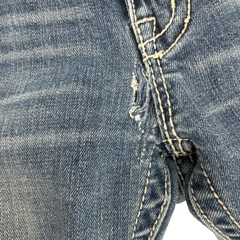 MISS ME 28 *FLAW Bootcut Jeans Blue Mid Rise Rhinestone Embellished Y2K MV5190B7
